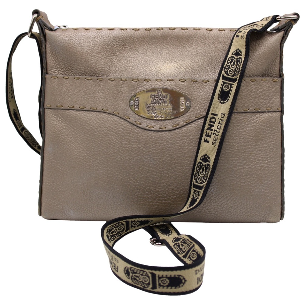 Authentic Fendi selleria leather crossbody bag